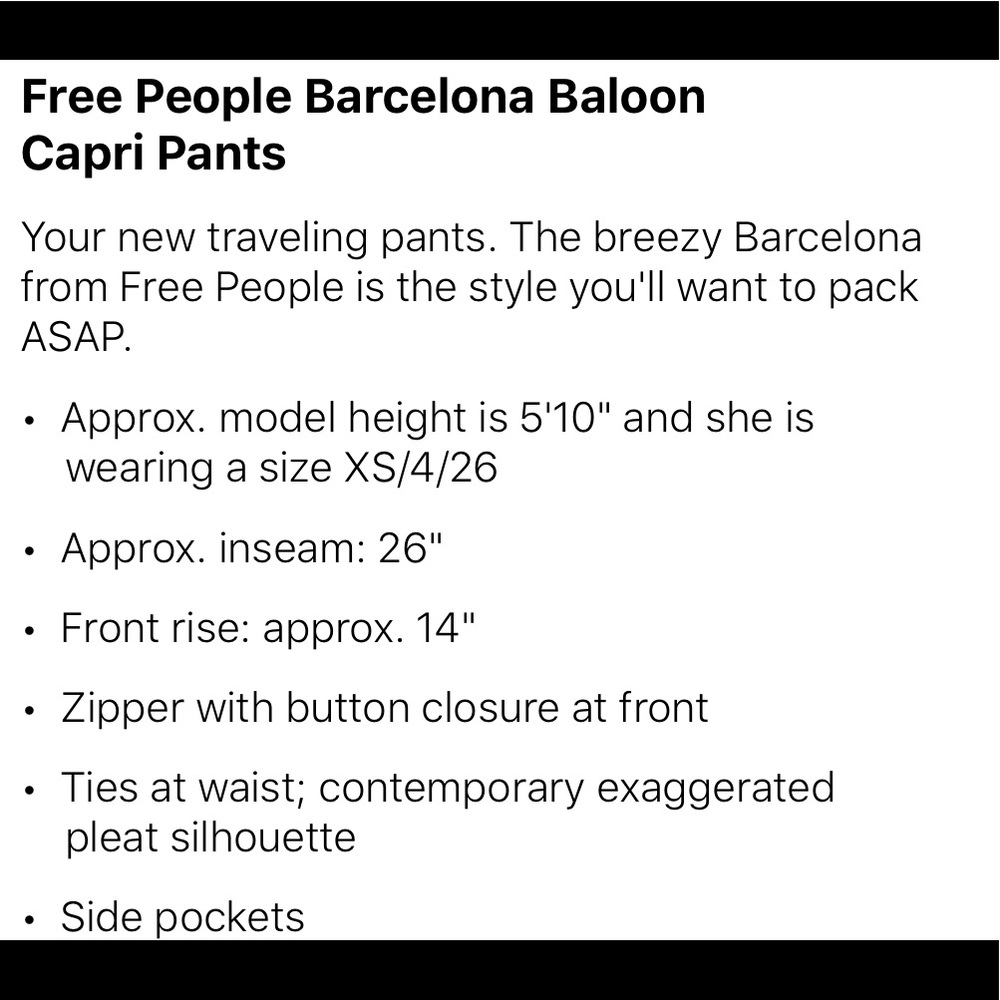 Free People Barcelona Baloon Capri Pants - Picture 4 of 4
